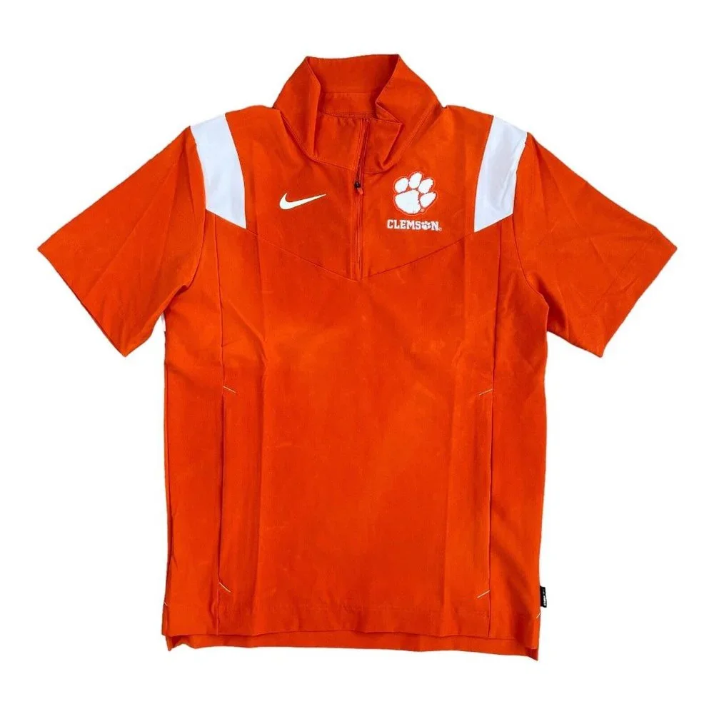Clemson Tigers Nike On-Field Short Sleeve 1/4 Zip Coach Jacket Orange Size S NWT